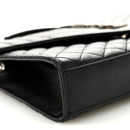 Saint Laurent Grain De Poudre Textured Mixed Matelasse Triquilt Medium Monogram Satchel Black 8 of 10