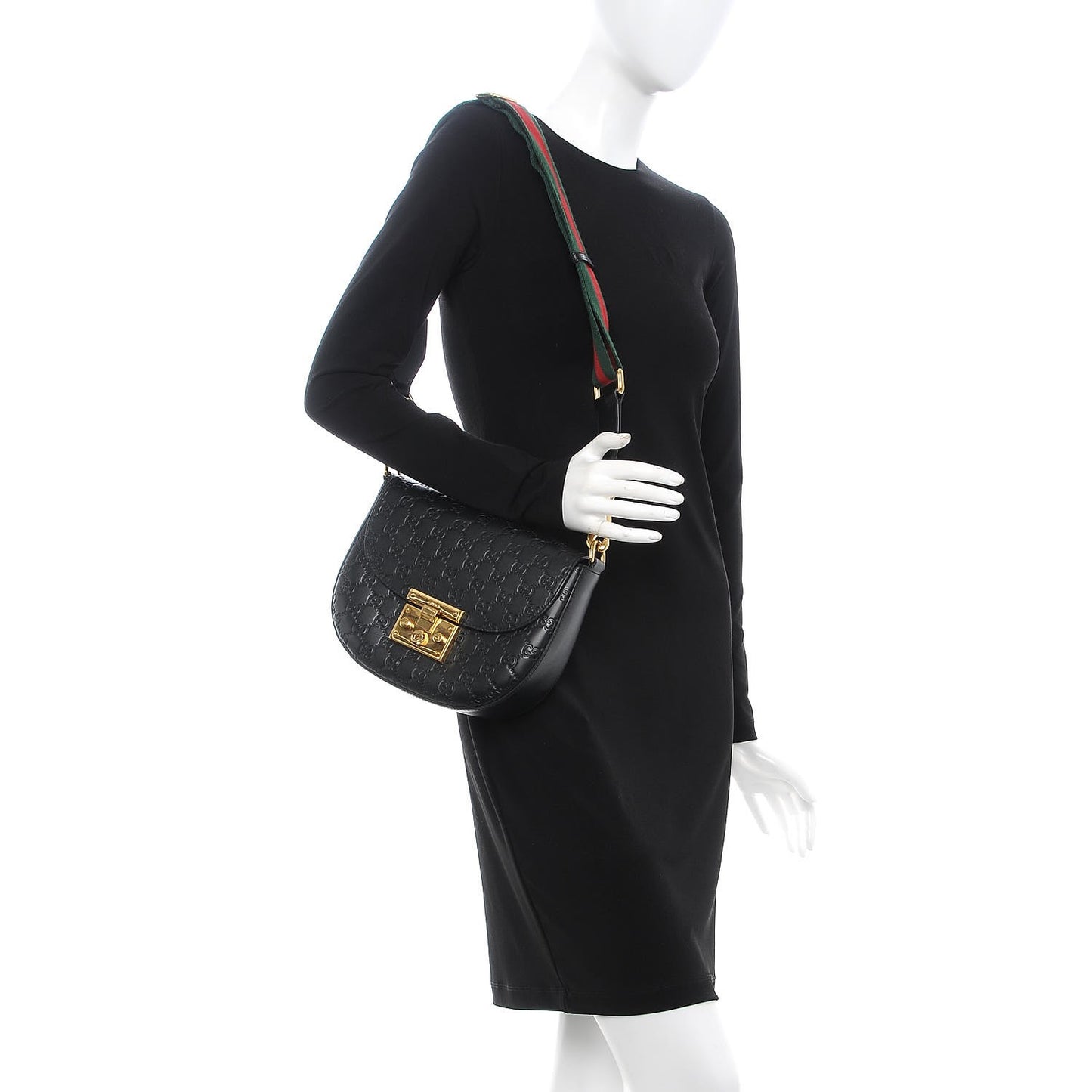 Guccissima Web Medium Padlock Messenger Shoulder Bag Black