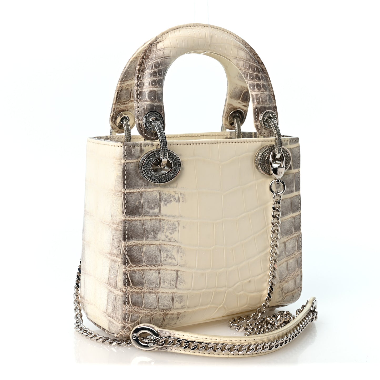 Niloticus Crocodile Himalaya Crystal Mini Lady Dior White