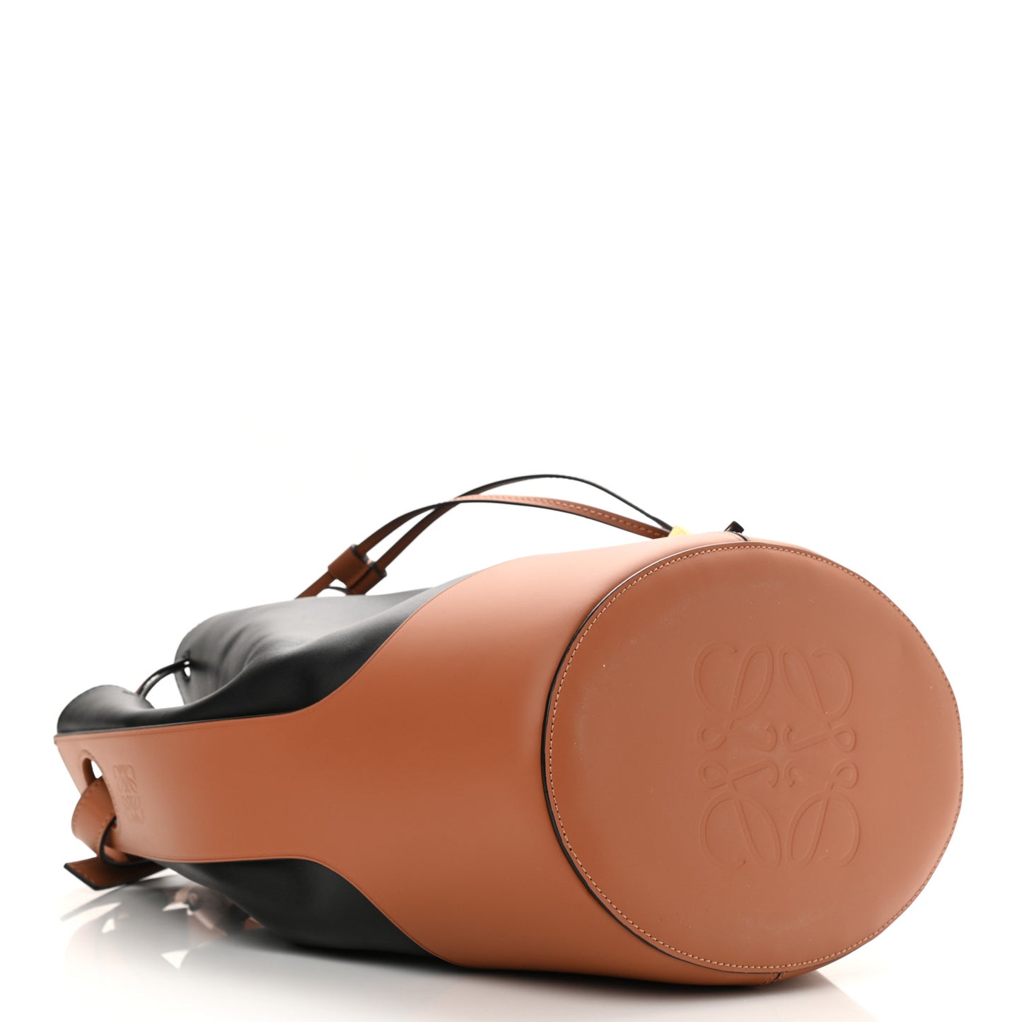 Calfskin Balloon Bucket Bag Black Tan