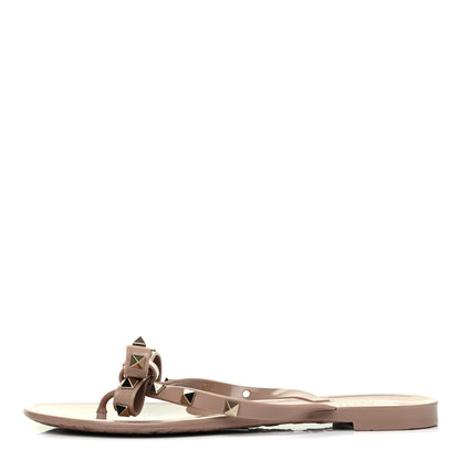Valentino Garavani PVC Jelly Rockstud Bow Thong Sandals 37 Poudre 1 of 7