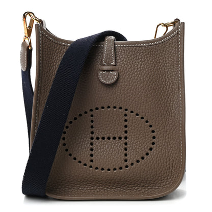 Hermes Taurillon Clemence Amazone Evelyne TPM Etoupe Bleu Indigo 1 of 4