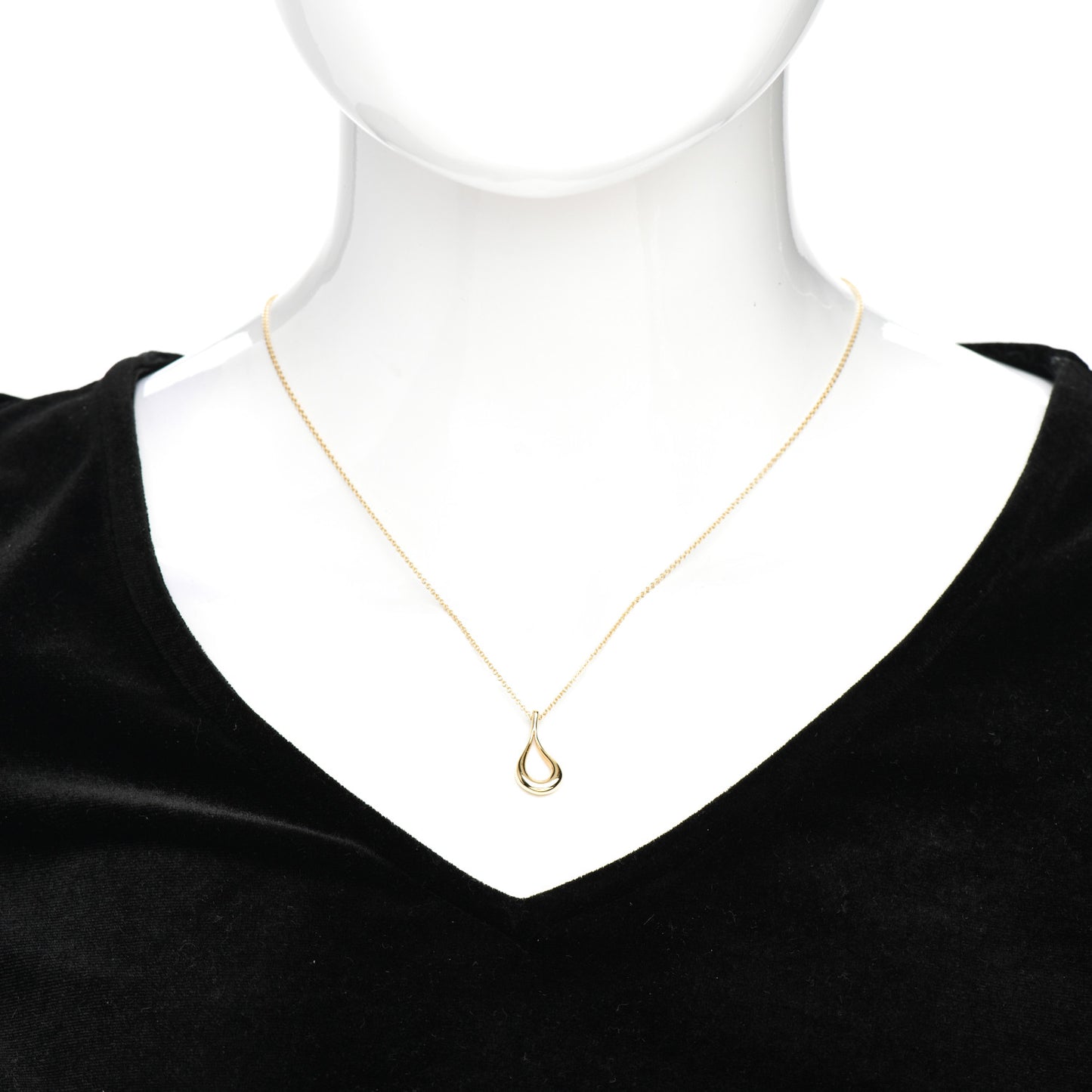 18K Yellow Gold Elsa Peretti Open Tear Drop Pendant Necklace
