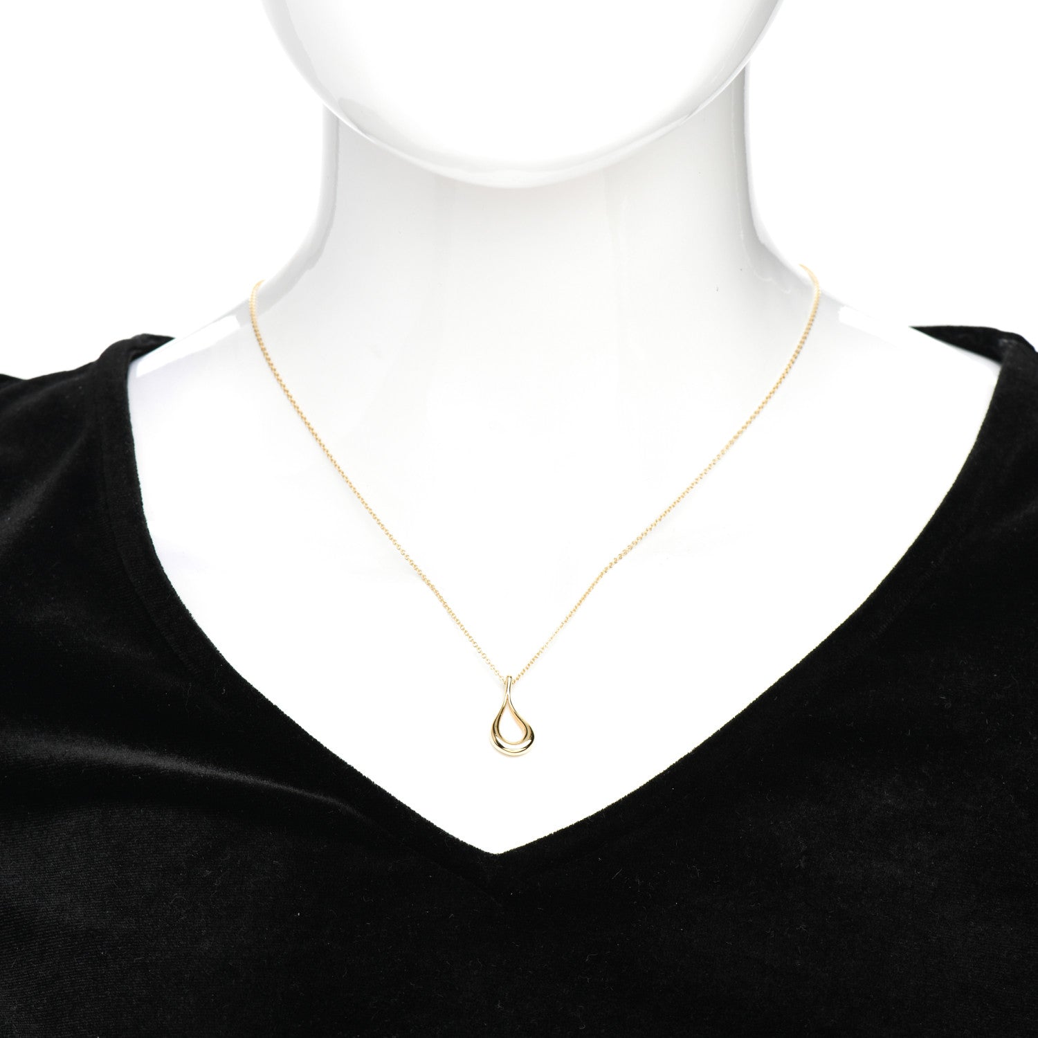Tiffany 18K Yellow Gold Elsa Peretti Open Tear Drop Pendant Necklace 2 of 4