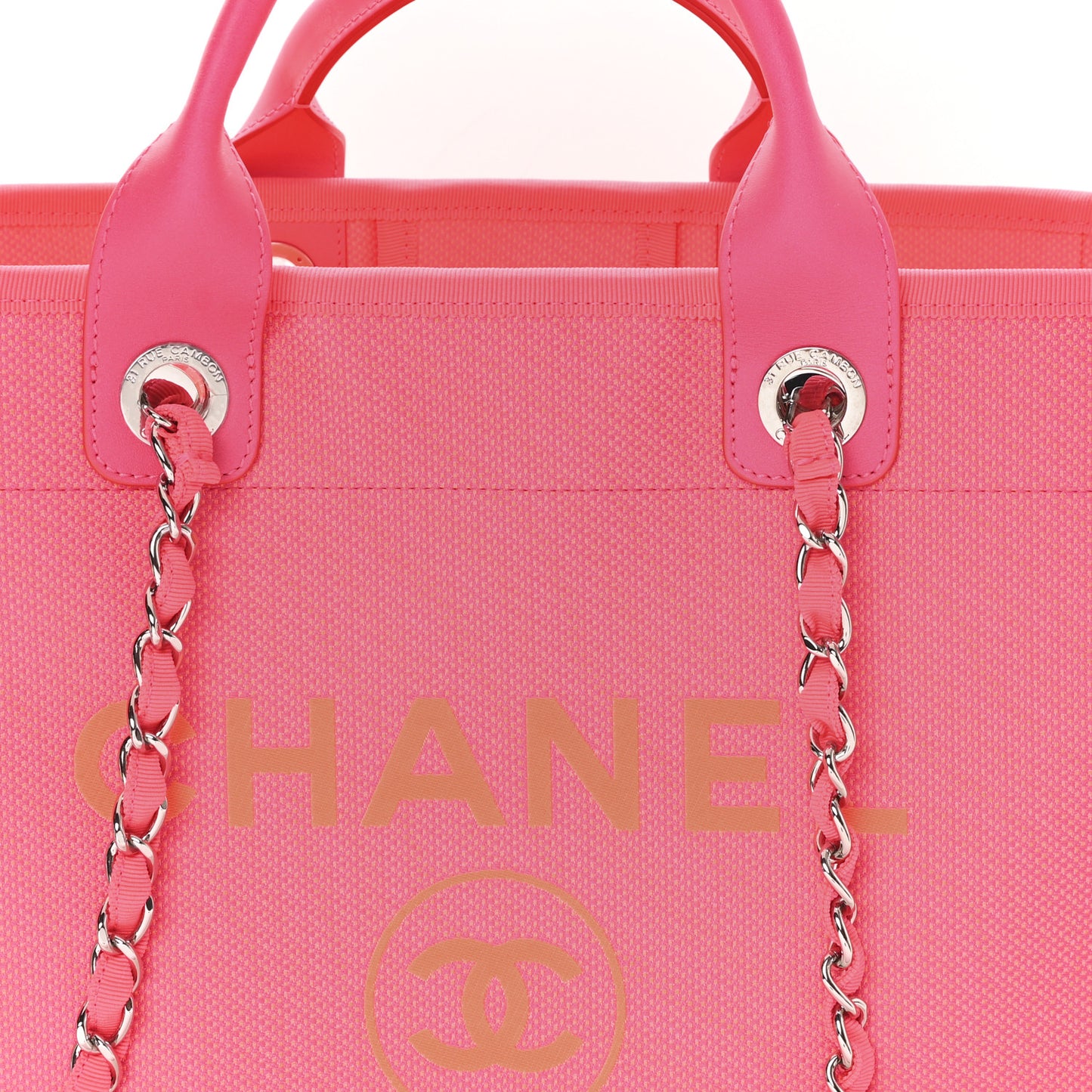 Mixed Fibers Calfskin Medium Deauville Tote Pink Orange