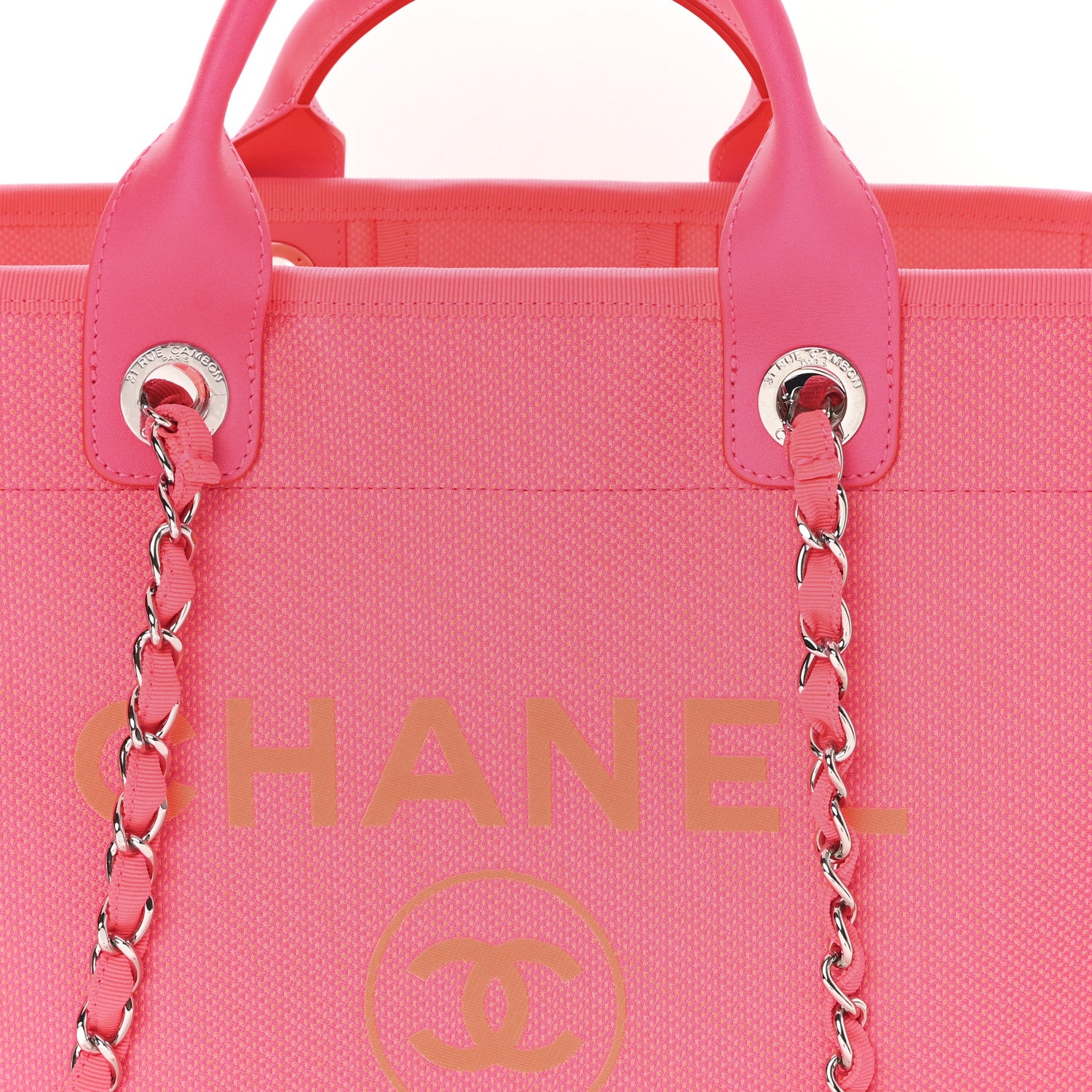 Chanel Mixed Fibers Calfskin Medium Deauville Tote Pink Orange 9 of 12
