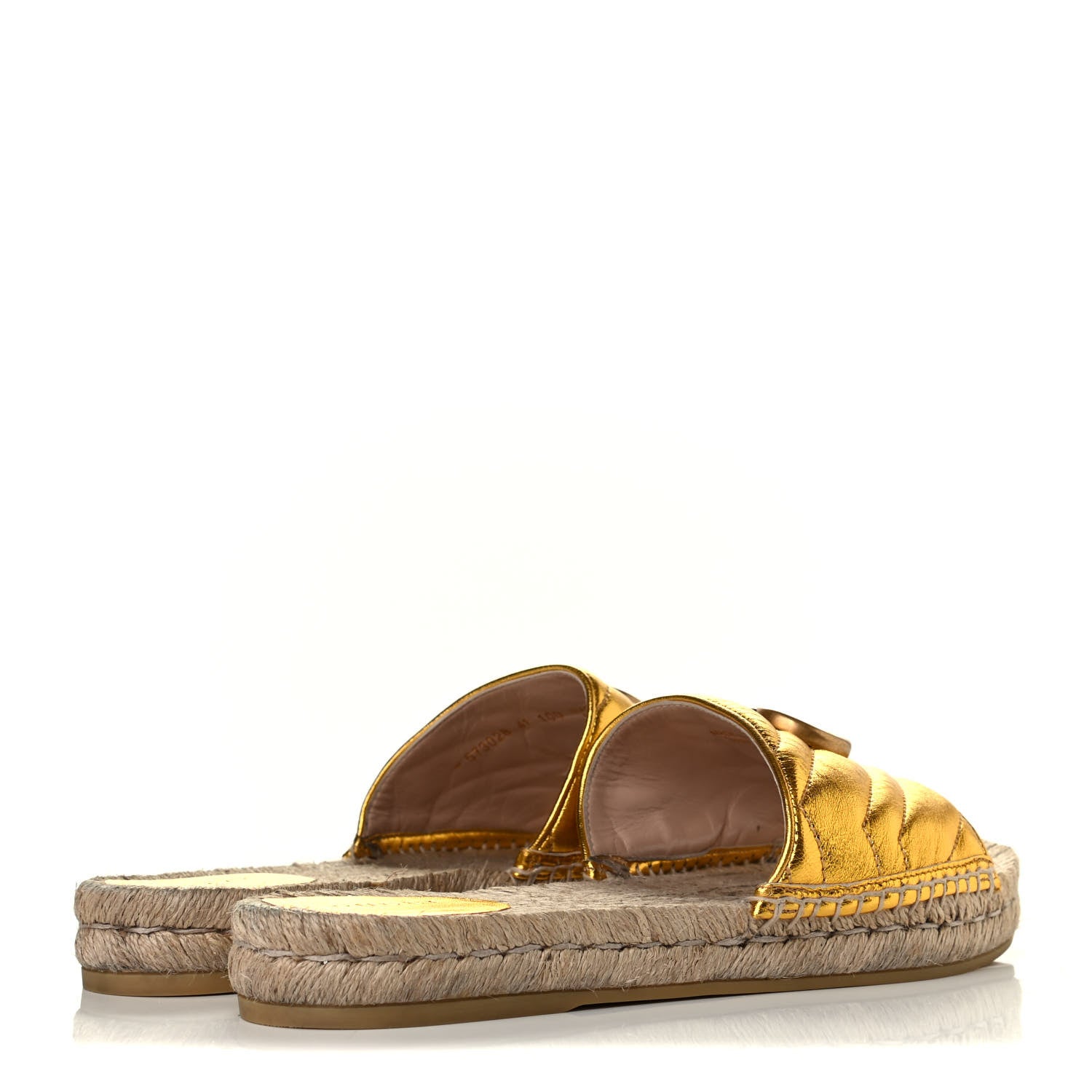 Gucci Metallic Nappa Matelasse GG Marmont Espadrille Slide Sandals 41 Oro 3 of 8