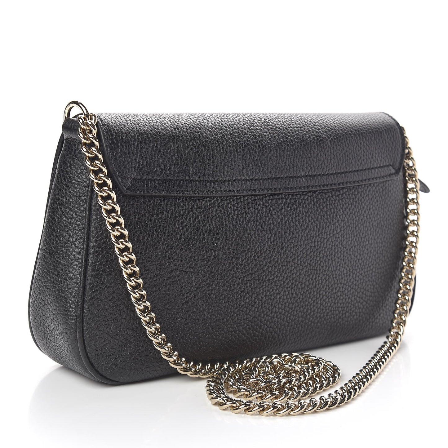 Pebbled Calfskin Medium Soho Flap Crossbody Black
