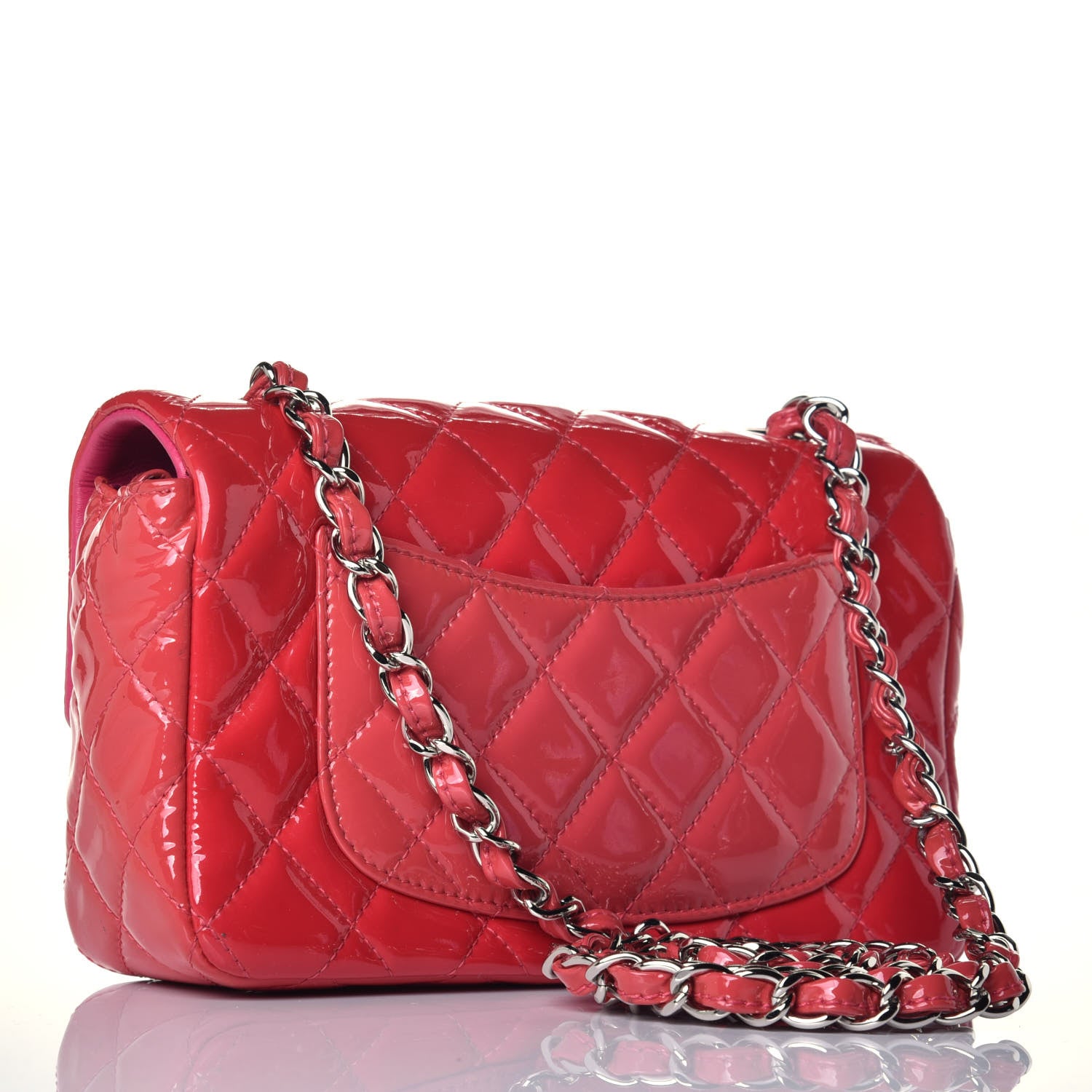 Chanel Patent Calfskin Quilted Mini Rectangular Flap Pink 3 of 9