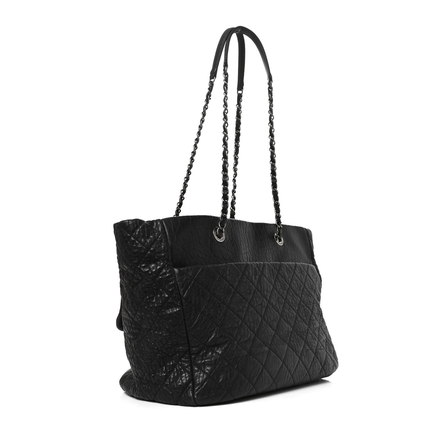 Chanel Crumpled Lambskin Quilted Large Tote Black 2 of 9