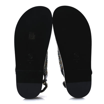 Chanel Grained Calfskin Crystal Velcro Dad Sandals 40 Black Multicolor 14 of 26