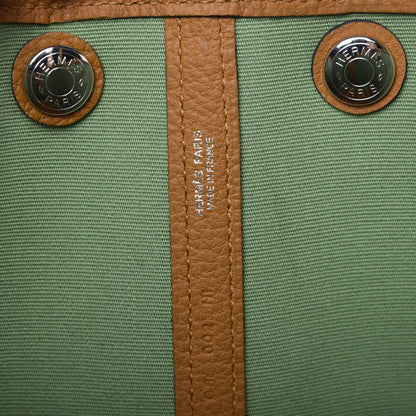Hermes Toile Vache Garden Party Tote 30 Vert Criquet Caramel 8 of 9