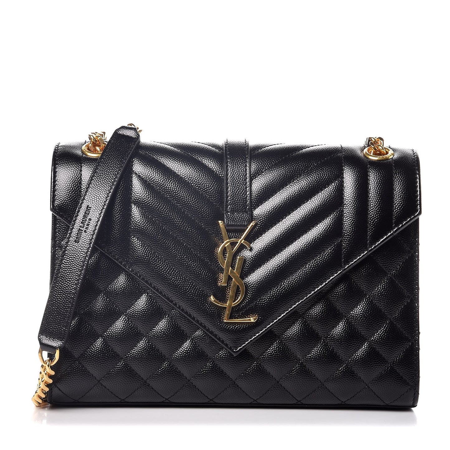 Grain De Poudre Textured Mixed Matelasse Triquilt Medium Monogram Satchel Black