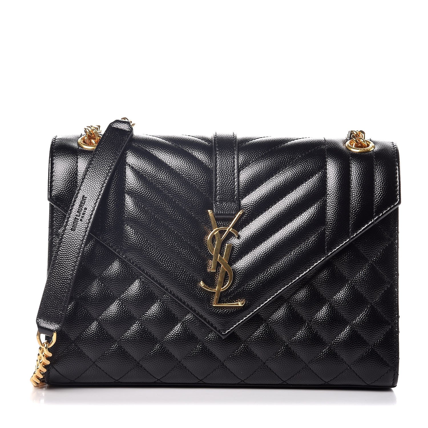 Saint Laurent Grain De Poudre Textured Mixed Matelasse Triquilt Medium Monogram Satchel Black 1 of 8