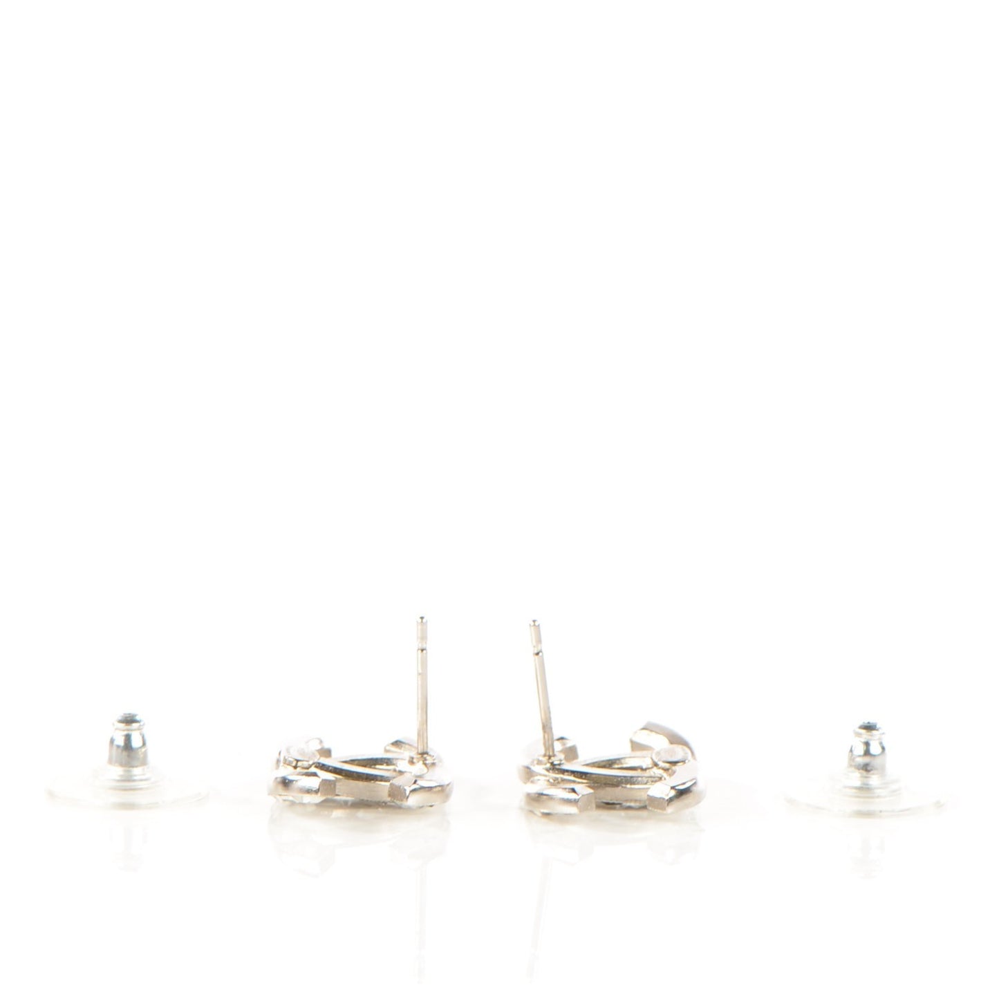 Baguette Crystal CC Earrings Silver