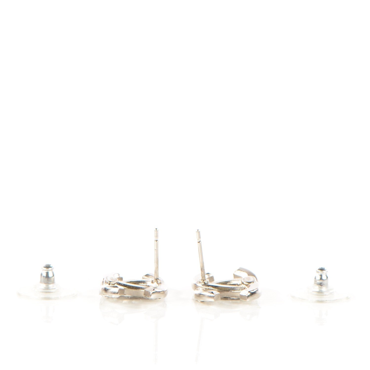 Chanel Baguette Crystal CC Earrings Silver 4 of 5