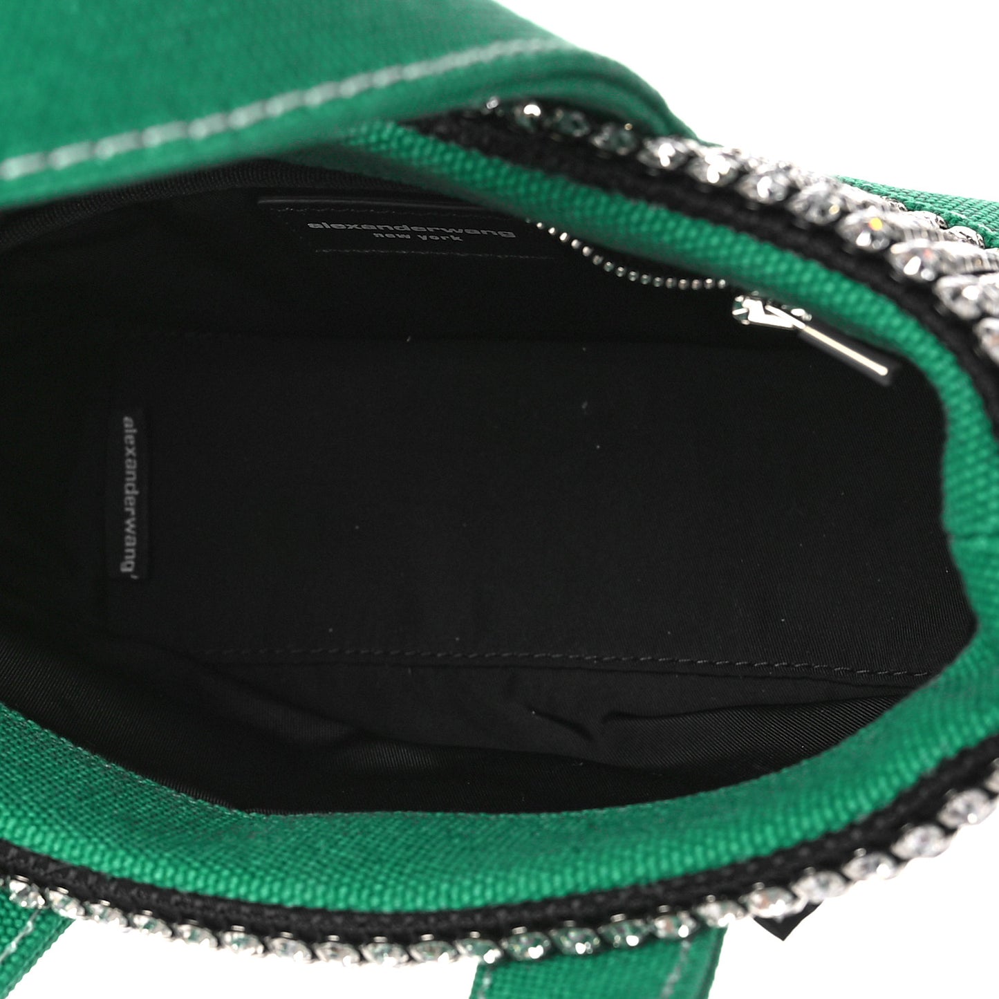 Mesh Crystal Rhinestone Mini Cruiser Tote Green Silver