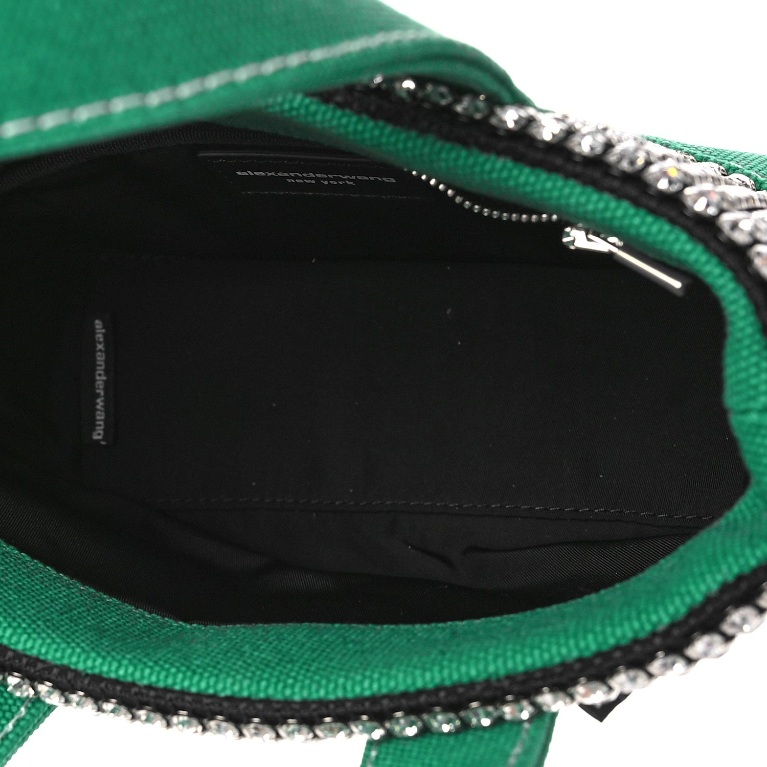Alexander Wang Mesh Crystal Rhinestone Mini Cruiser Tote Green Silver 5 of 9