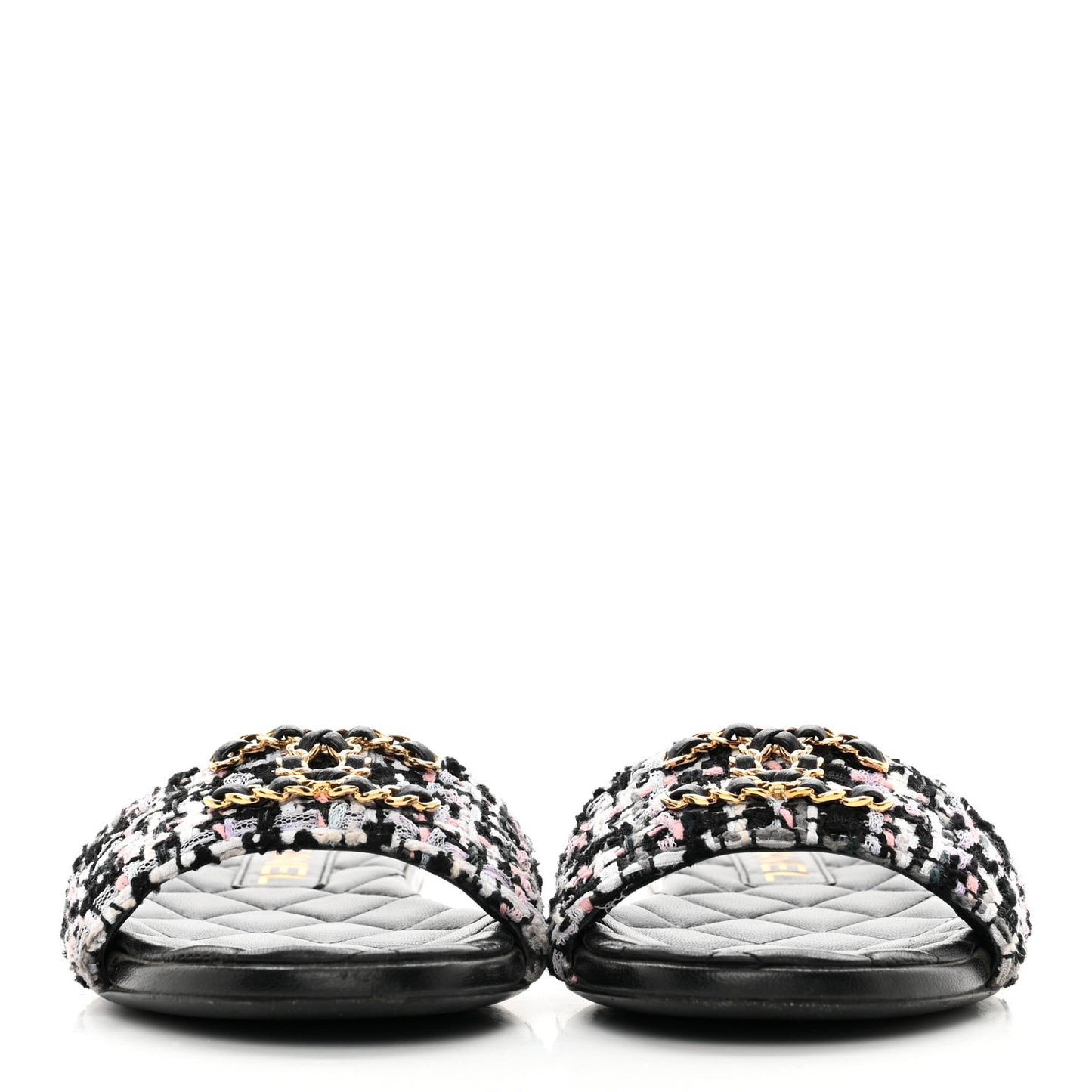 Tweed CC Chain Mule Sandal 35 Multicolor