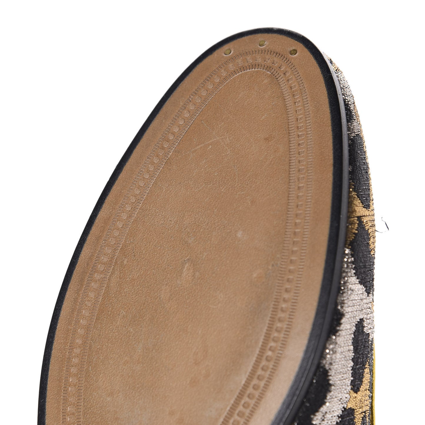 Jacquard Leopard Print Horsebit Womens Jordaan Loafers 37.5 Gold