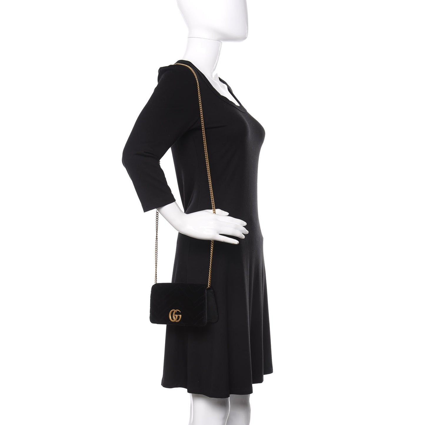 Velvet Matelasse GG Marmont Mini Bag Black