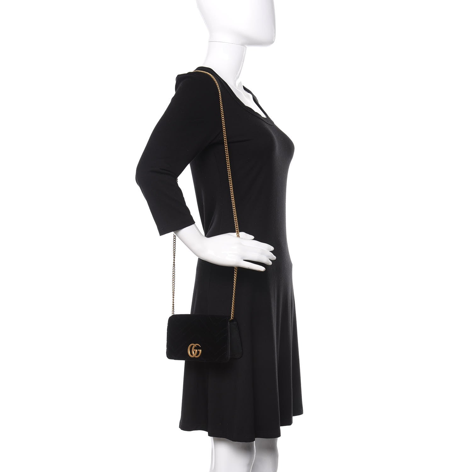 Gucci Velvet Matelasse GG Marmont Mini Bag Black 2 of 10