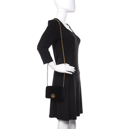 Gucci Velvet Matelasse GG Marmont Mini Bag Black 2 of 10