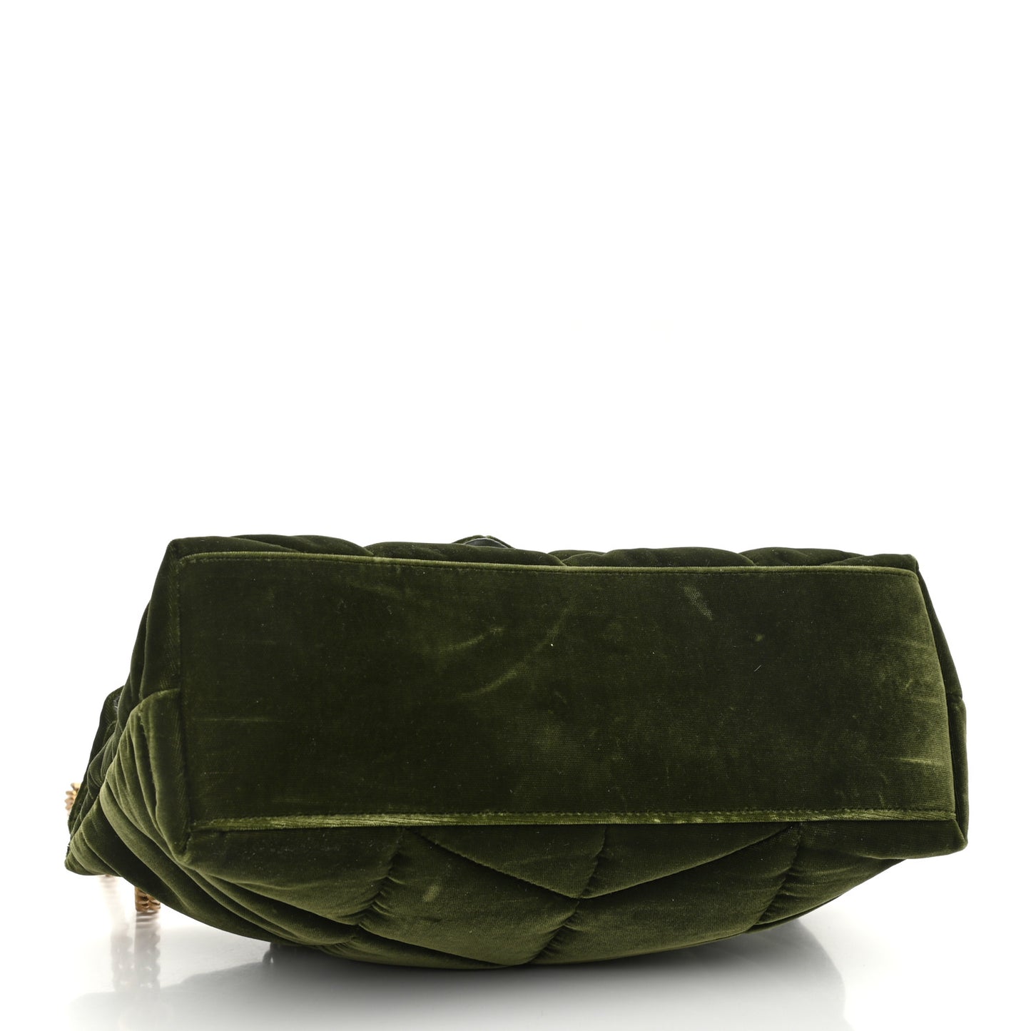Velvet Quilted Small Loulou Puffer Monogram Chain Satchel Kaki Musk
