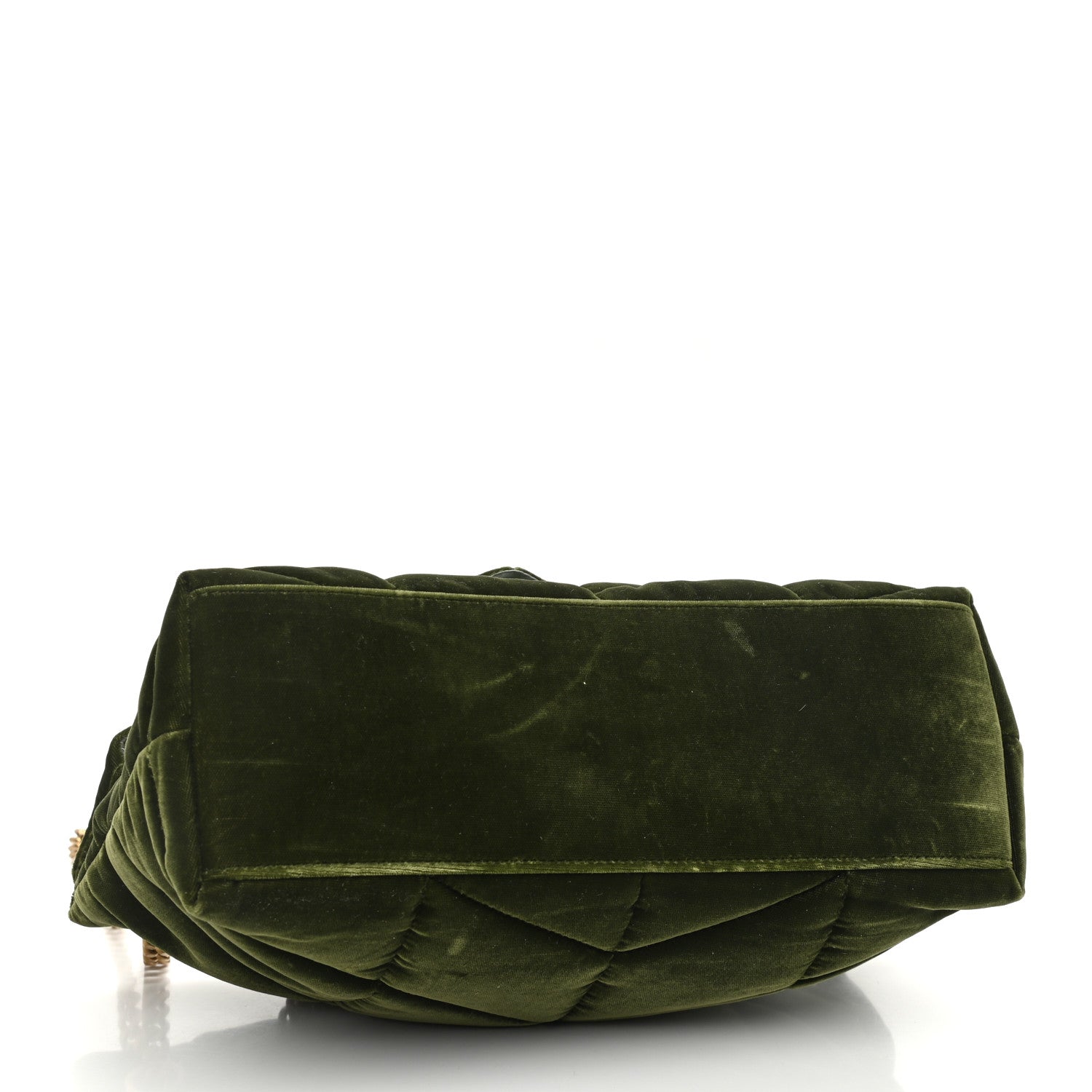 Saint Laurent Velvet Quilted Small Loulou Puffer Monogram Chain Satchel Kaki Musk 4 of 10