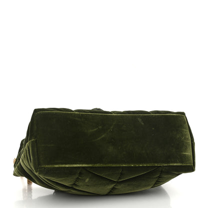 Saint Laurent Velvet Quilted Small Loulou Puffer Monogram Chain Satchel Kaki Musk 4 of 10