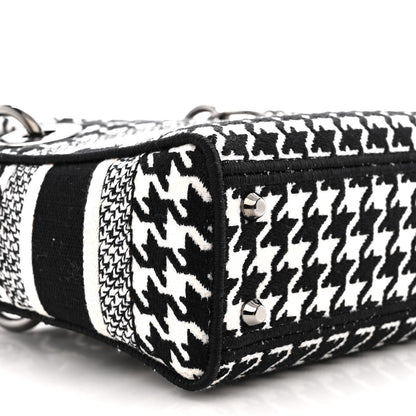 Christian Dior Canvas Houndstooth Embroidered Mini Lady D-Lite Black White 9 of 11
