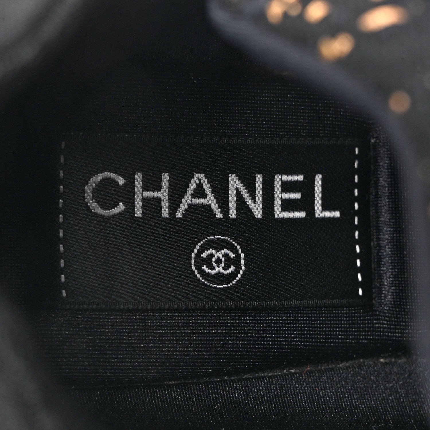 Chanel Satin Lambskin Fabric Tweed CC Sneakers 37 Gold Black 7 of 12