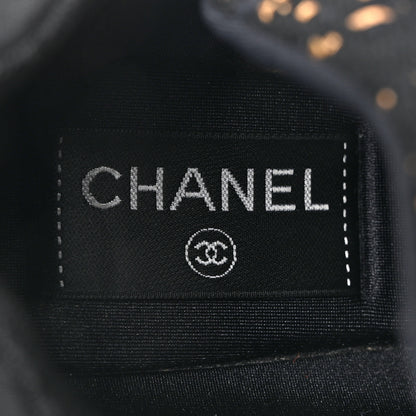 Chanel Satin Lambskin Fabric Tweed CC Sneakers 37 Gold Black 7 of 12