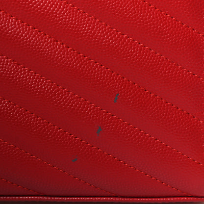 Saint Laurent Grain De Poudre Matelasse Chevron Monogram Chain Wallet Red 12 of 12