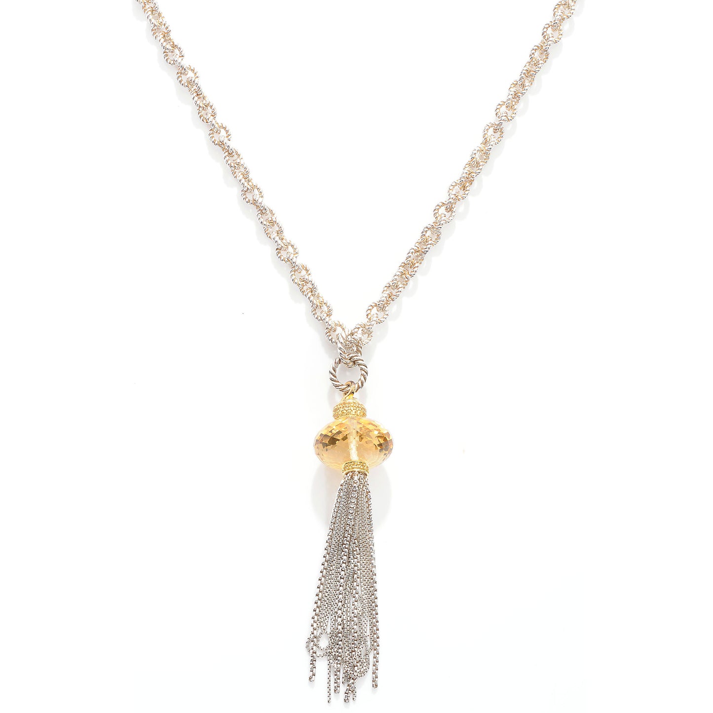 Sterling Silver 18k Citrine Tassel Necklace