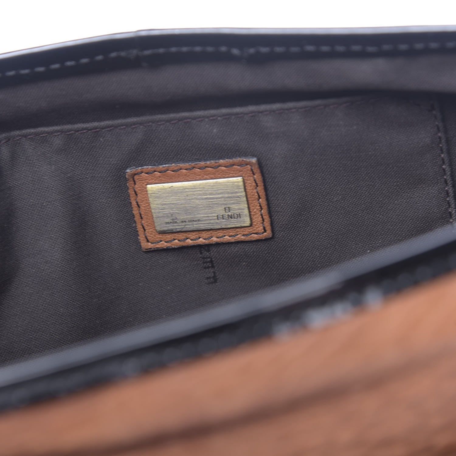Fendi Nappa Patent B Bis Flap Bag Osso Black 7 of 16