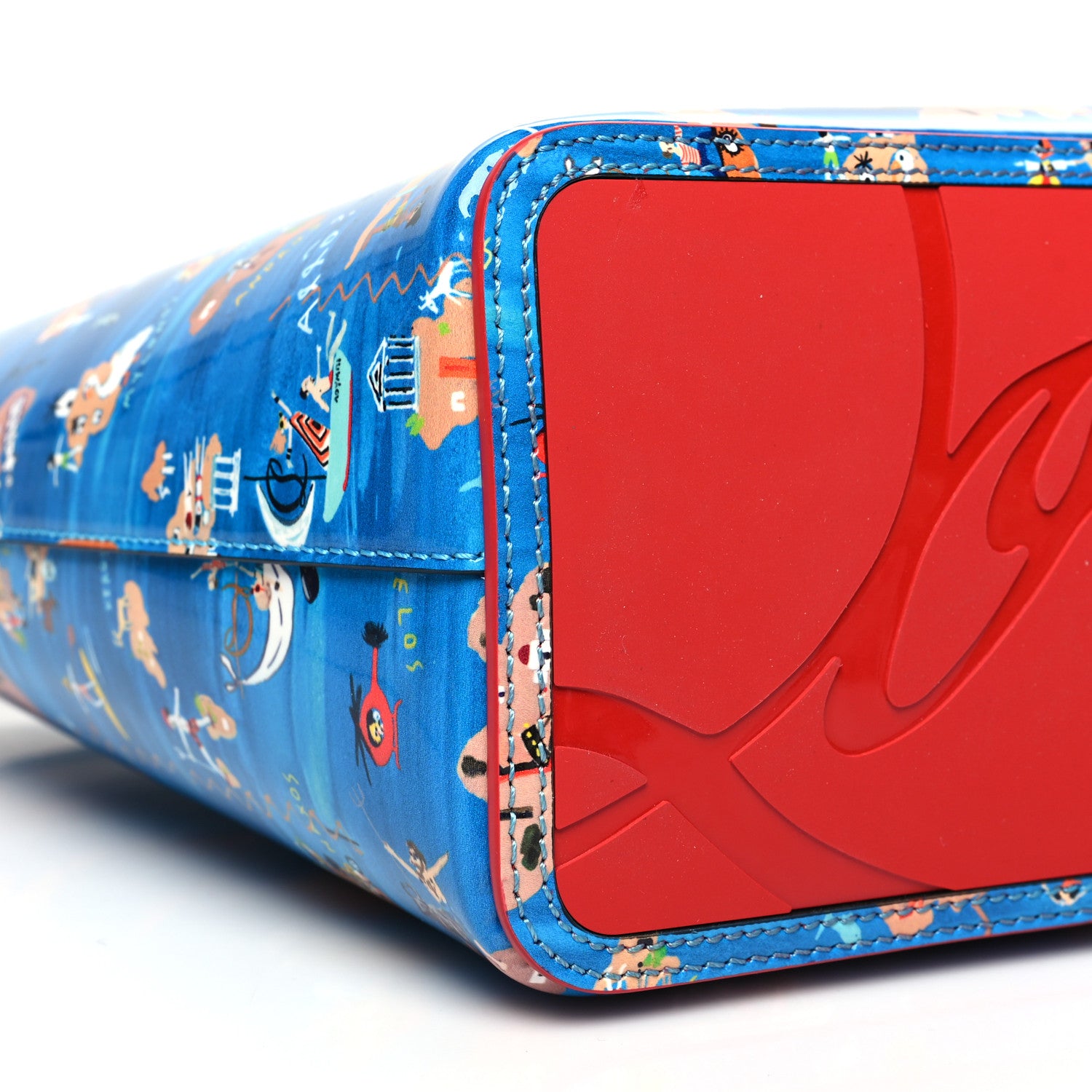Christian Louboutin Patent Calfskin Small Greekaba Cabata Tote Blue 11 of 12