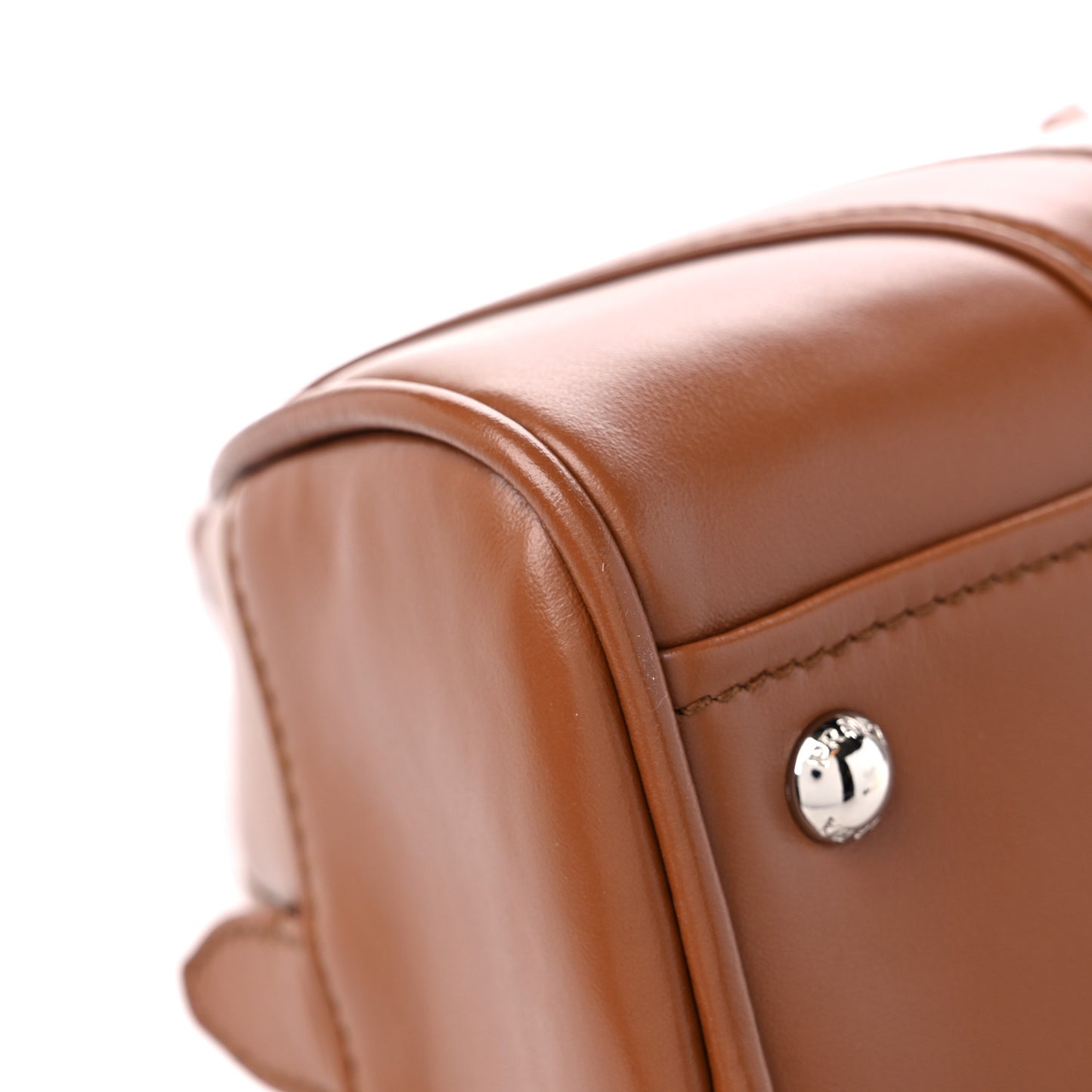 Soft Calfskin Monochrome Bowling Bag Cognac