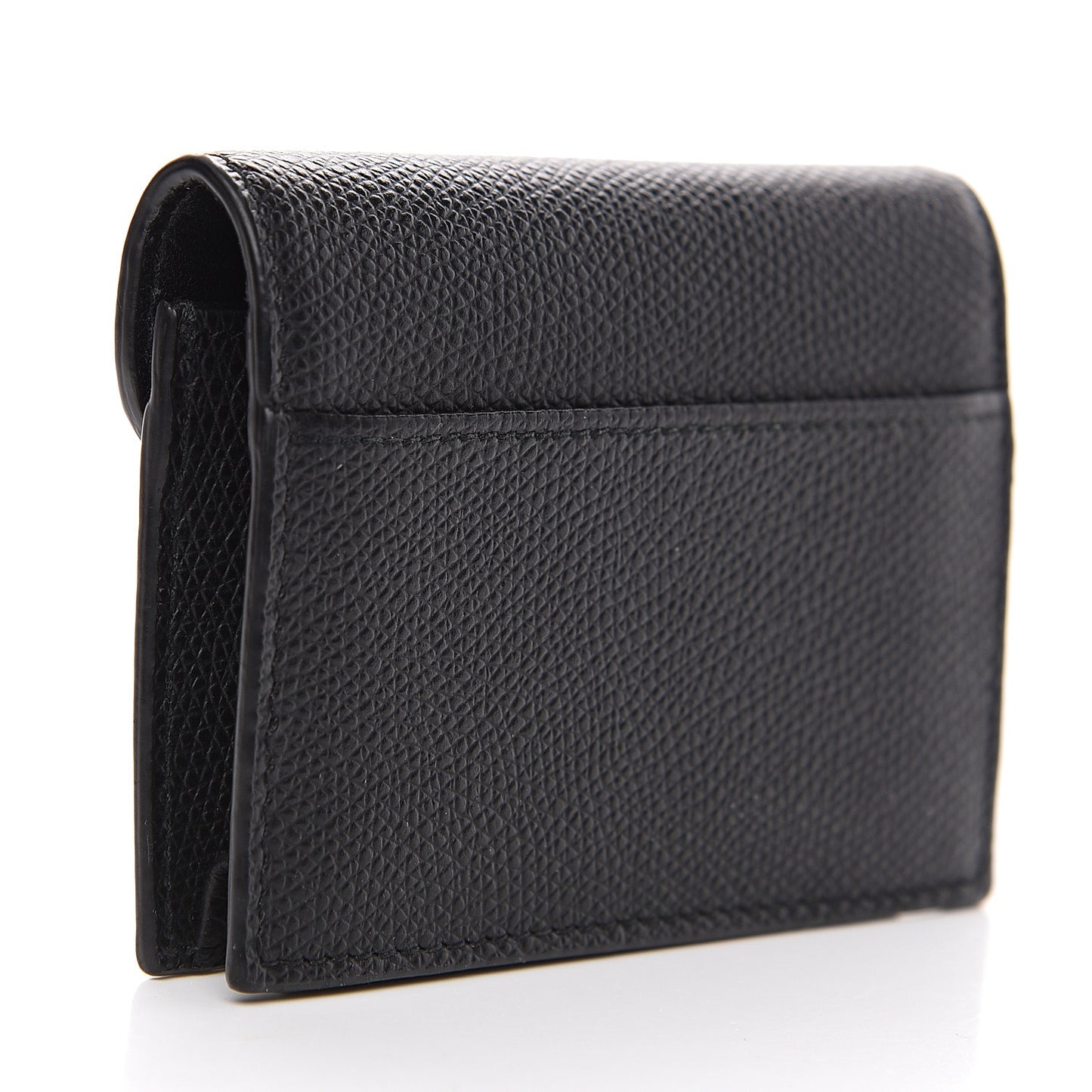 Grained Calfskin Saddle Card Holder Black