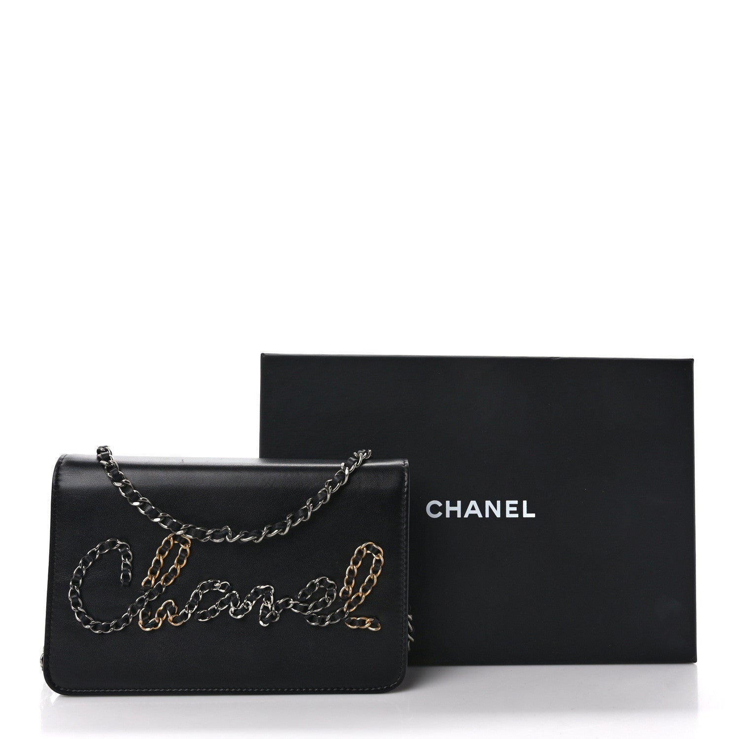 Chanel Calfskin Chain 20s Signe Wallet on Chain WOC Black 14 of 14
