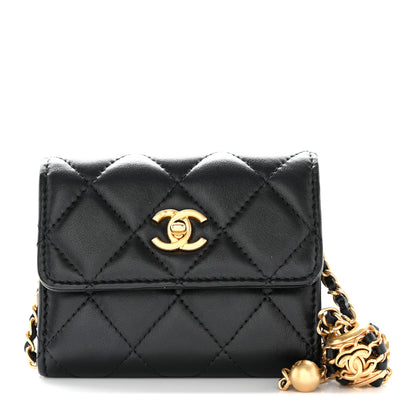 Chanel Lambskin Quilted Pearl Crush Clutch With Chain Black 1 of 12