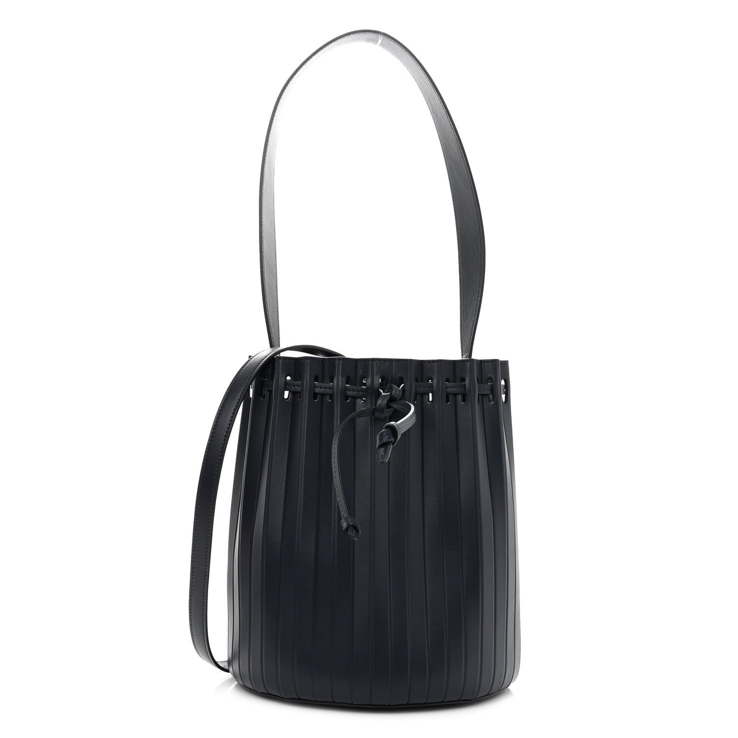 Mansur Gavriel Vegetable Tanned Calfskin Pleated Bucket Bag Blu 3 of 10