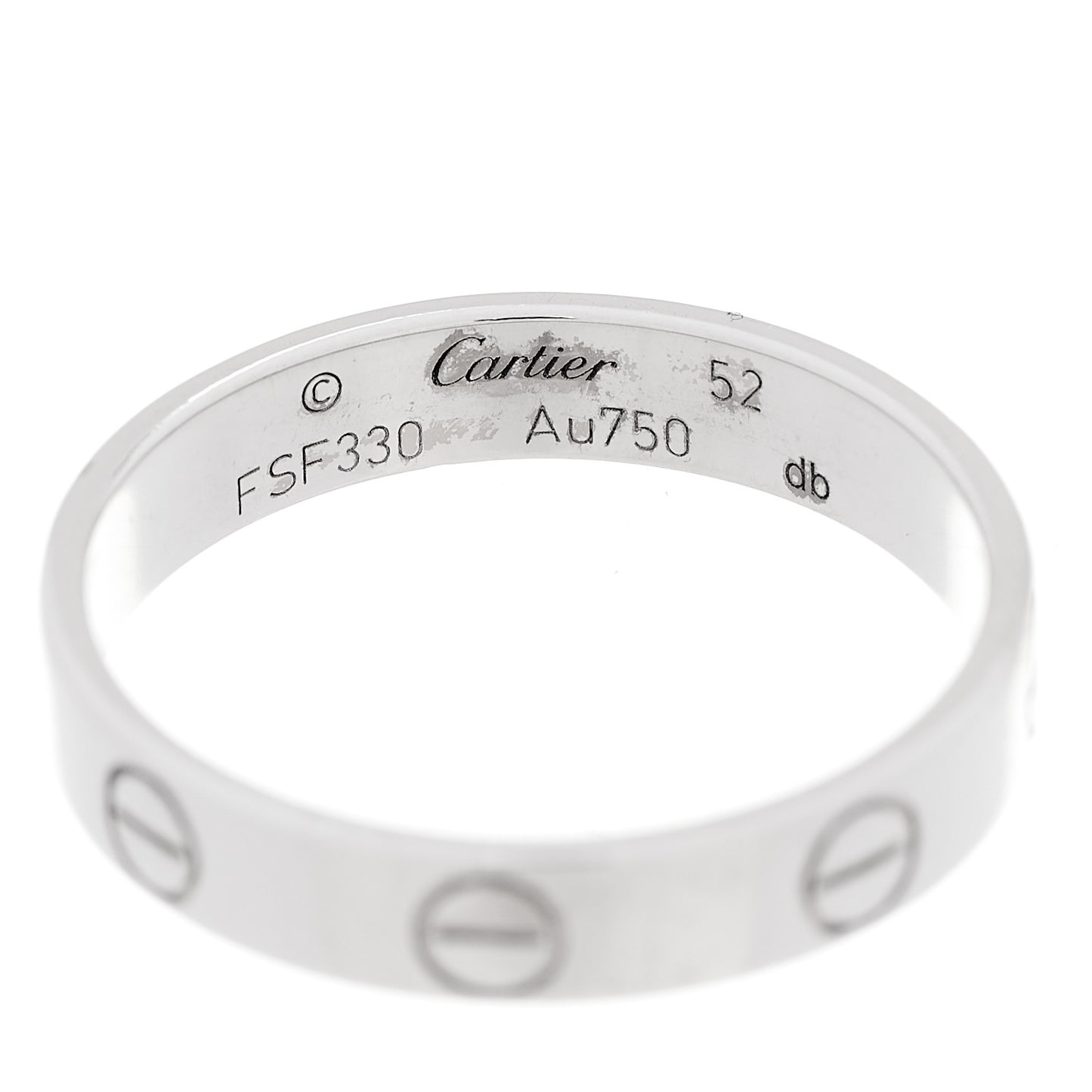 18K White Gold 3.5mm LOVE Wedding Band Ring 52 6