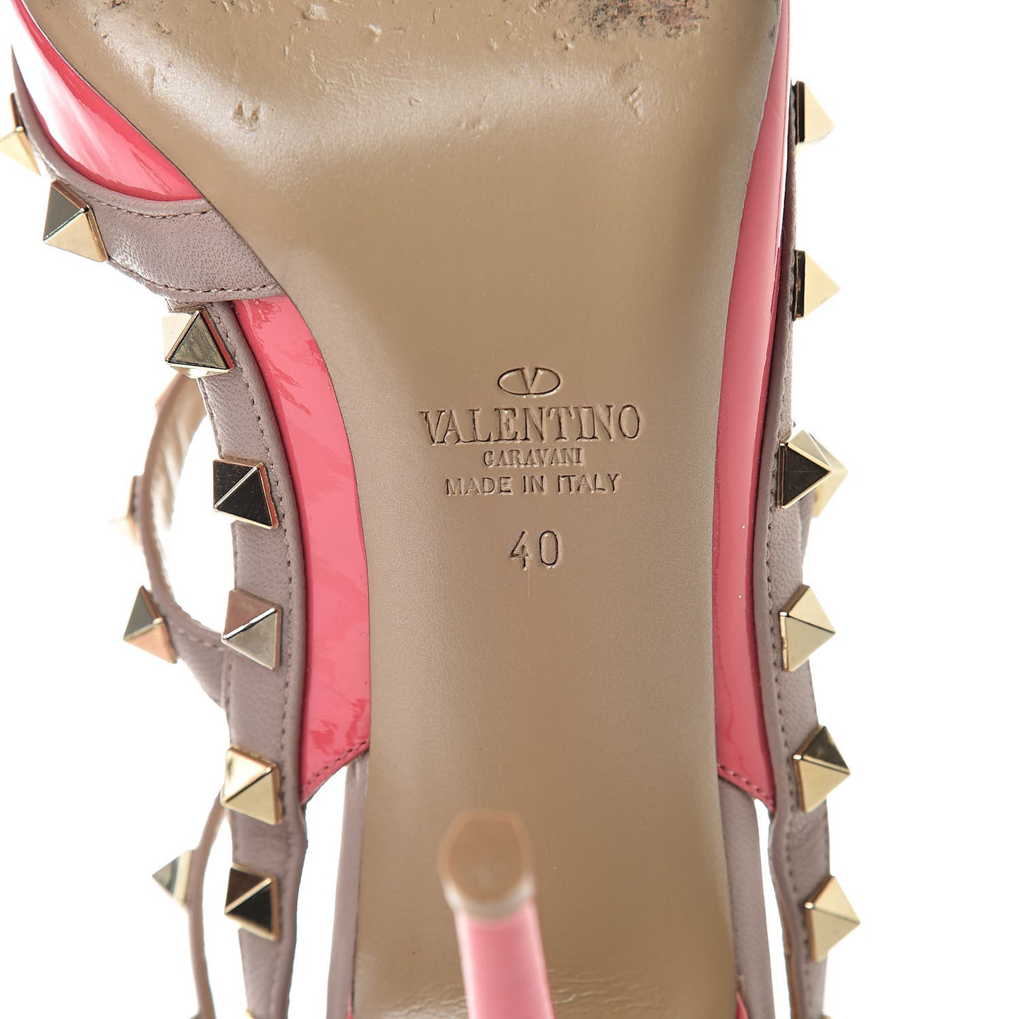 Patent Rockstud Ankle Strap Pumps 40 Peony Poudre