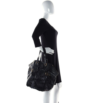 Saint Laurent Patent Flower Medium Downtown Tote Black 4 of 7