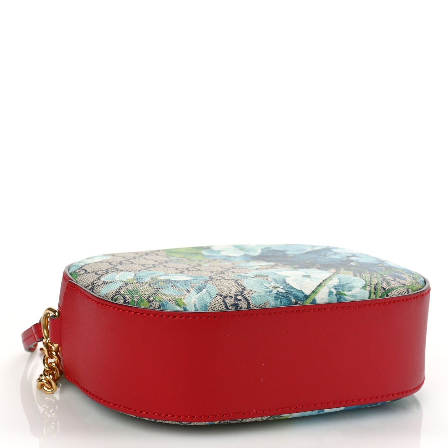 GG Supreme Monogram Blooms Mini Chain Shoulder Bag Beige Blue Navy Hibiscus Red
