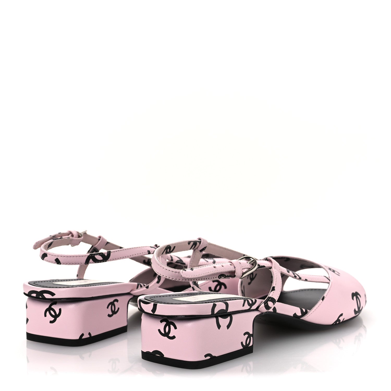 Chanel Printed Lambskin Coco Beach Sligback Sandals 40 Light Pink Black 11 of 22