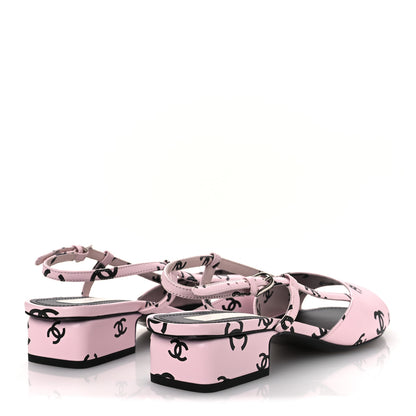 Chanel Printed Lambskin Coco Beach Sligback Sandals 40 Light Pink Black 11 of 22