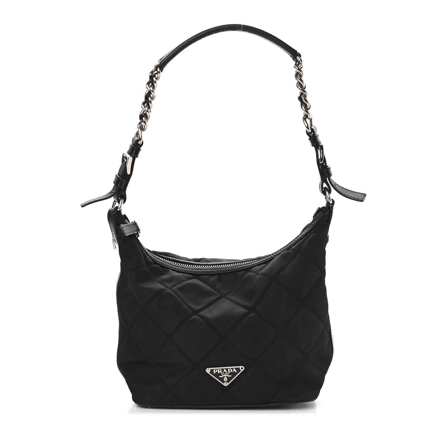 Prada Tessuto Nylon Quilted Saffiano Shoulder Bag Black 1 of 10
