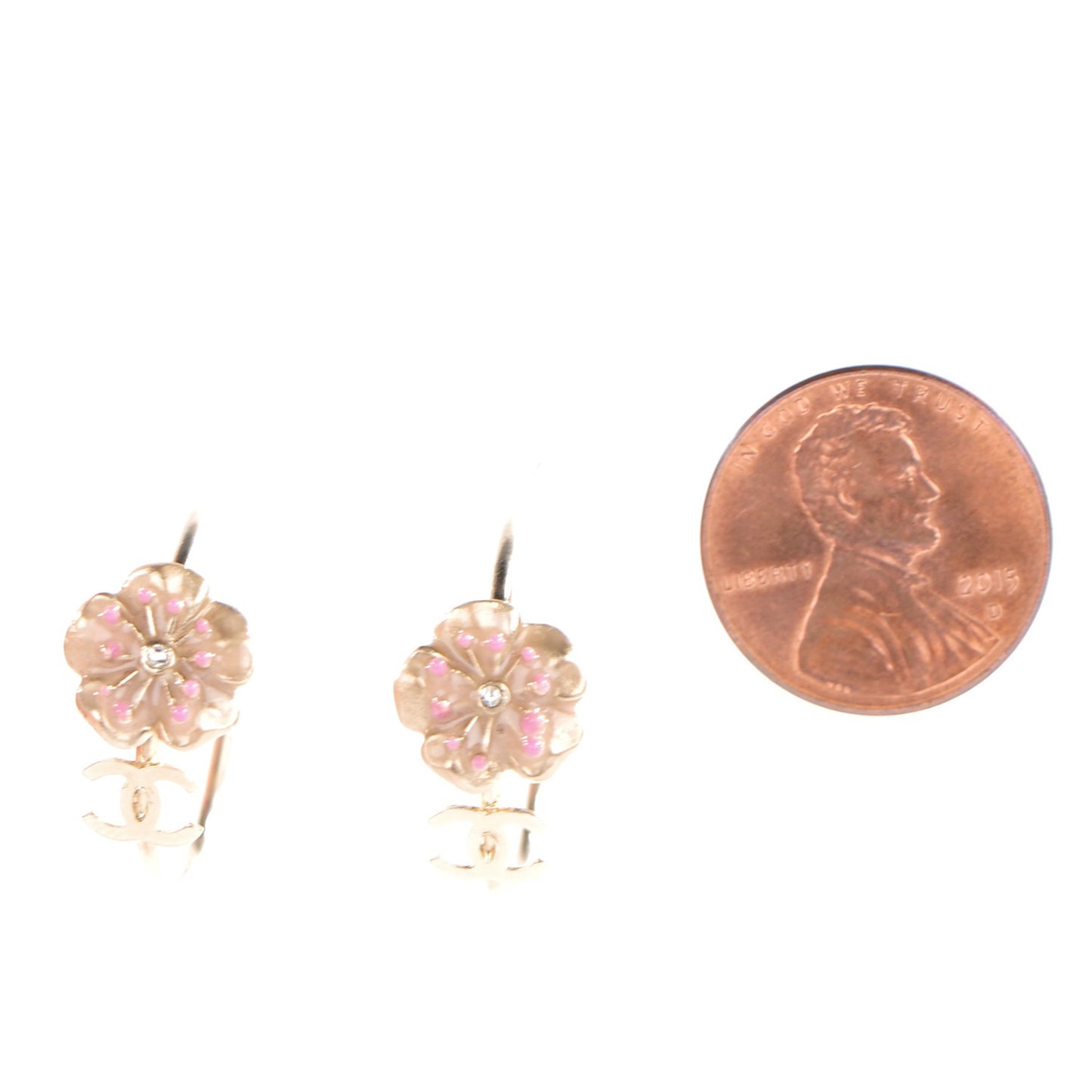 Enamel CC Camellia Hoop Earrings Gold